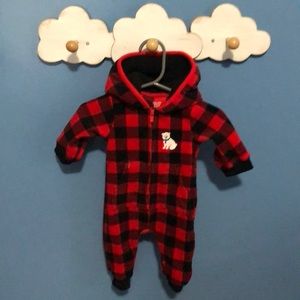 Carter’s buffalo plaid hooded zip up outerwear 3mo